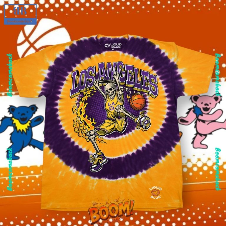 Los Angeles Lakers Basketball Skeleton Tie-Dye Shirt