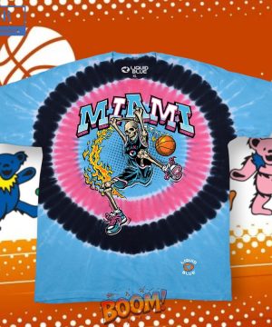 Miami Heat Basketball Skeleton Tie-Dye Shirt