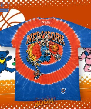 New York Knicks Basketball Skeleton Tie-Dye Shirt