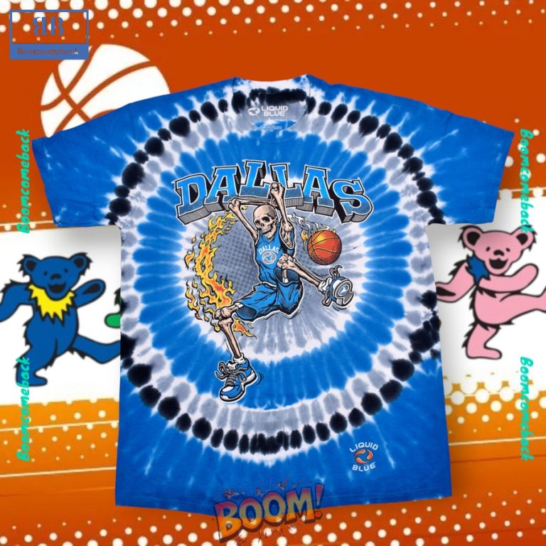 Dallas Mavericks Basketball Skeleton Tie-Dye Shirt