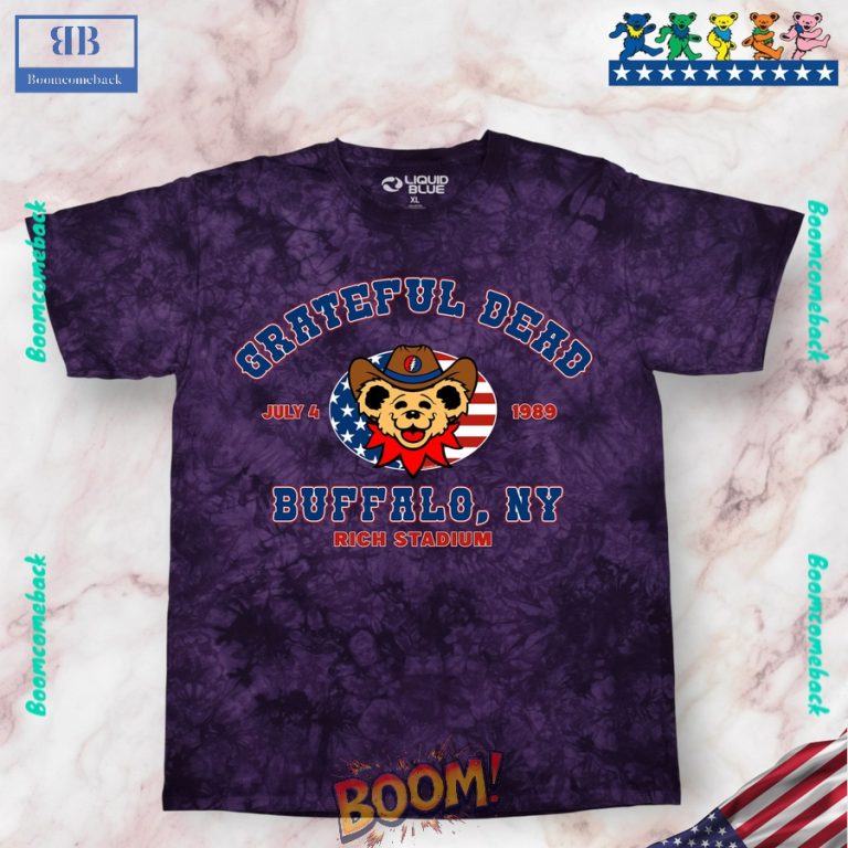 4th Of July Grateful Dead Buffalo 89 Purple Tie-Dye Tee Shirt